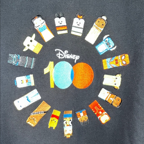 Disney 100 Anniversary Black Hoodie Colorful Character Design - Picture 3 of 9